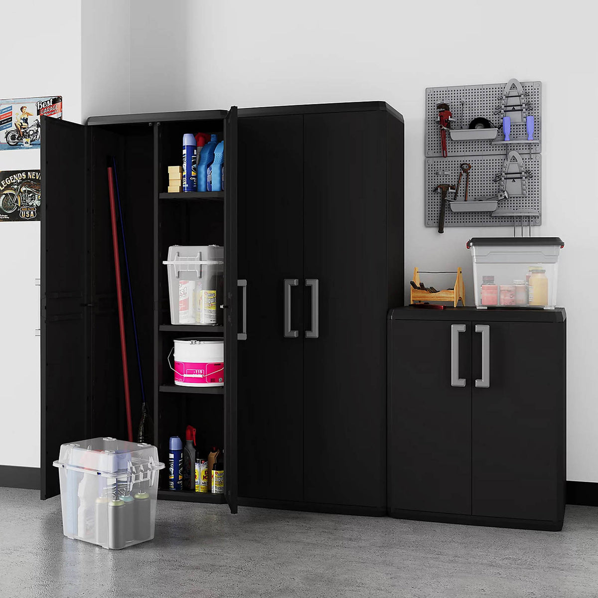 Keter Quadra Storage Cabinet 1 Shelf Black Utility Cupboard 83cm - Image 3
