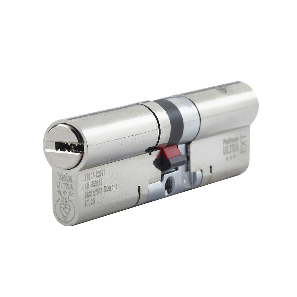 Yale Platinum ultra 3 star Nickel effect 40/50 Double Euro Cylinder lock - Image 1
