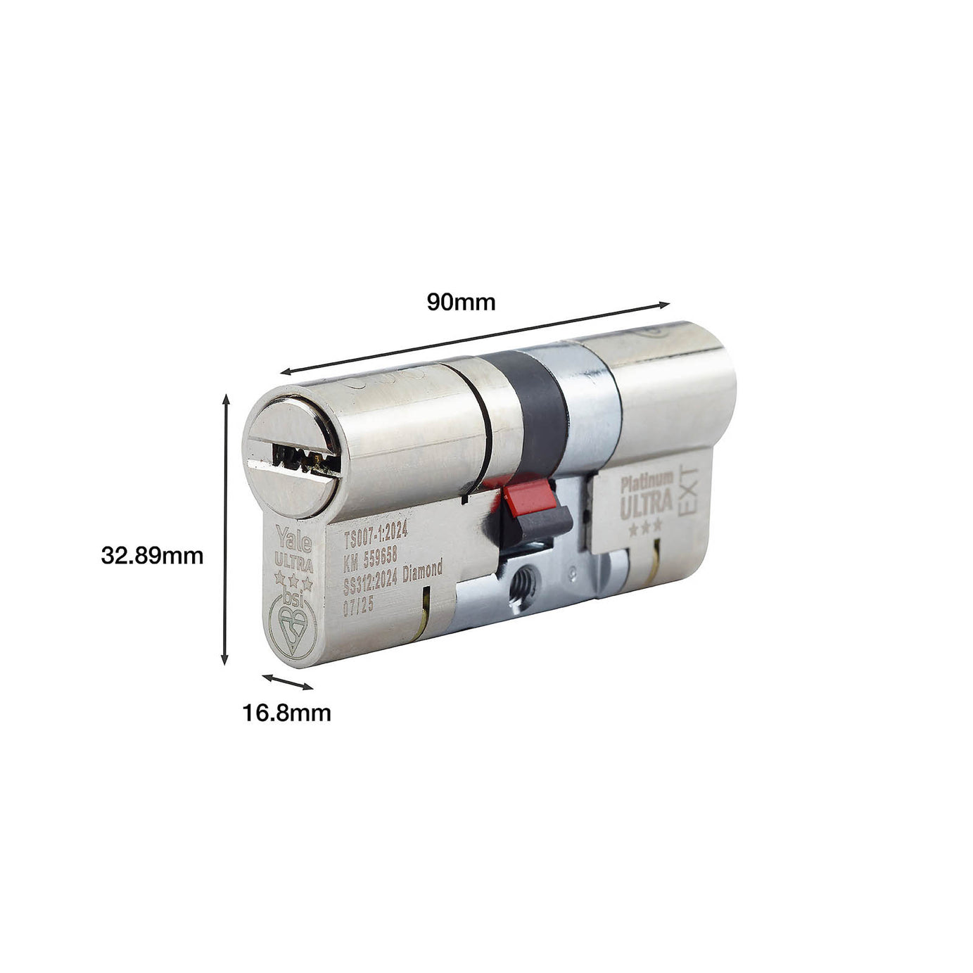 Yale Euro Cylinder Lock 40/50 Double Platinum Ultra 3 Star Nickel Effect - Image 4