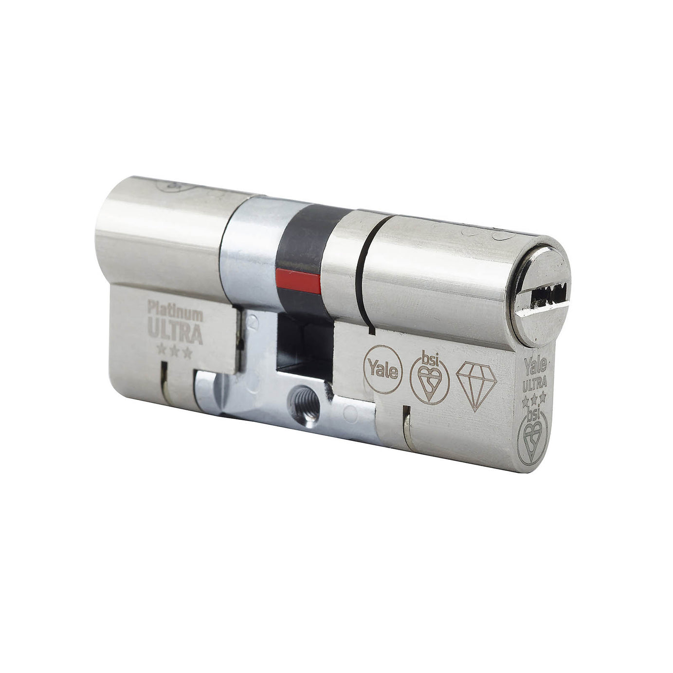 Yale Platinum ultra 3 star Nickel effect 40/50 Double Euro Cylinder lock - Image 5