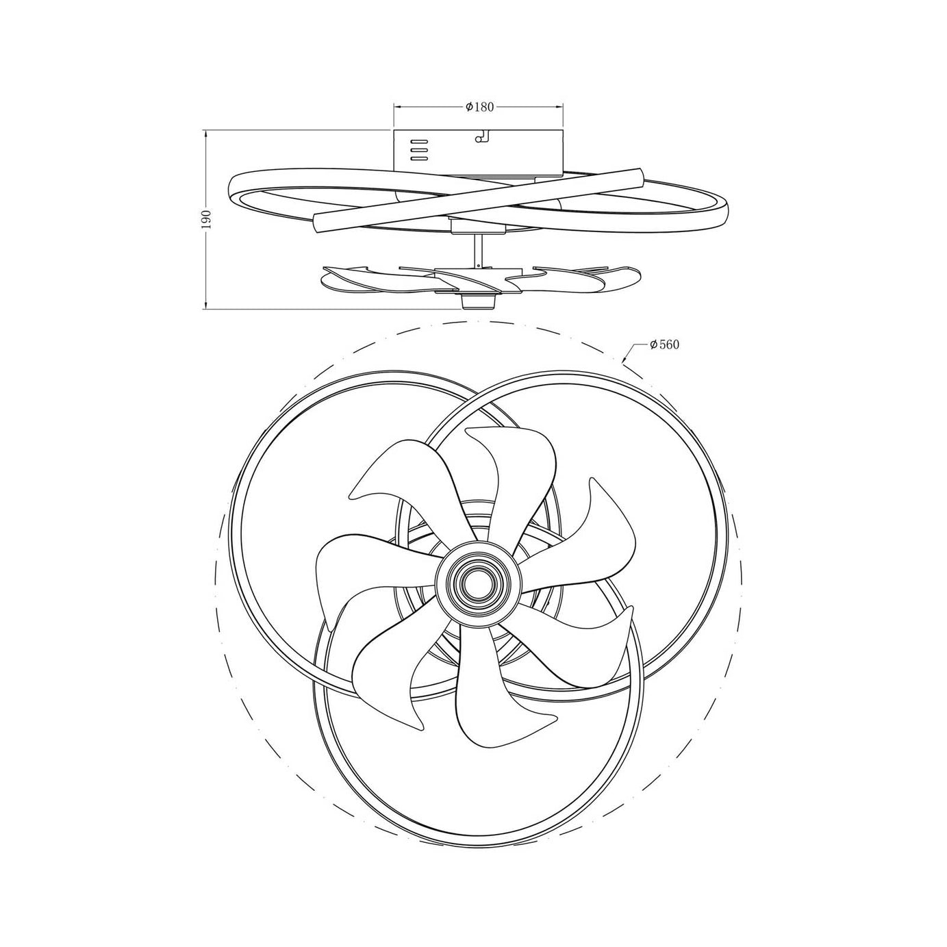 Inlight Modern Chrome effect LED Ceiling fan light - Image 2