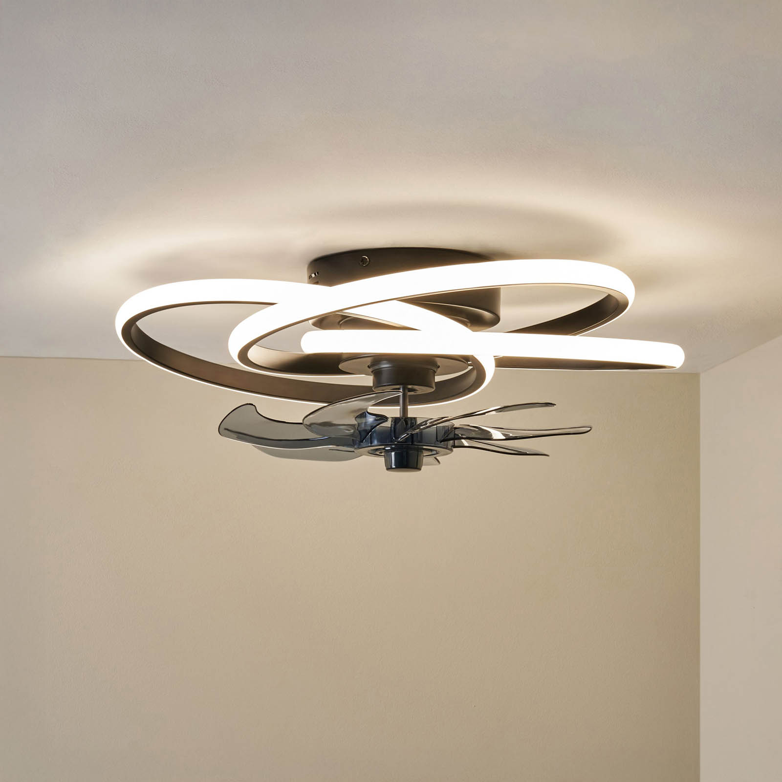 BHS LED Ceiling Fan Light Modern Remote control Black Warm White to Cool White - Image 1