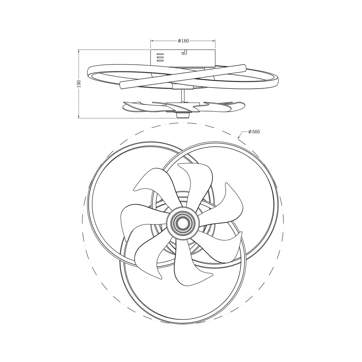 BHS LED Ceiling Fan Light Modern Remote control Black Warm White to Cool White - Image 2