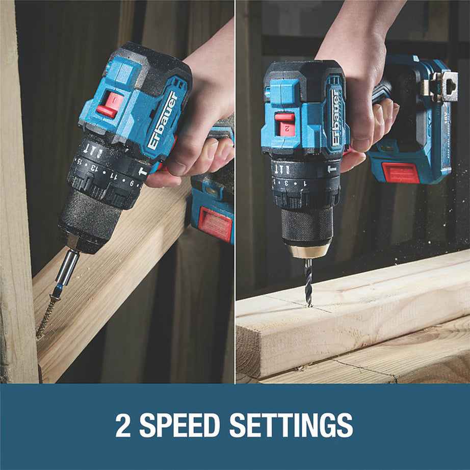 Erbauer Combi Drill ERI1092COM Compact LED 18V Li-Ion EXT Keep Cool Body Only - Image 1