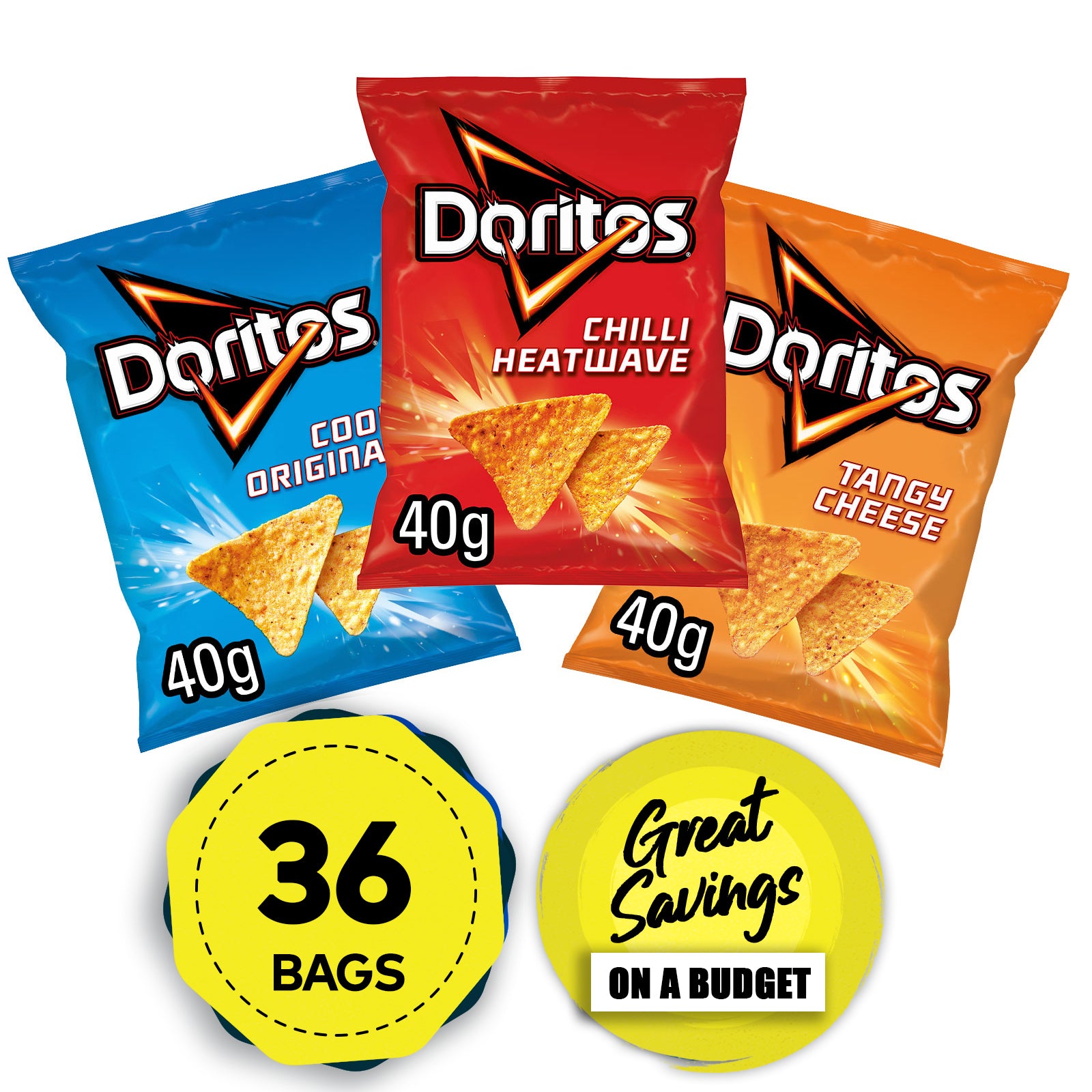 Doritos Tortilla Chips Tangy Cheese Chilli Heatwave Bundle 36 x 40g - Image 1