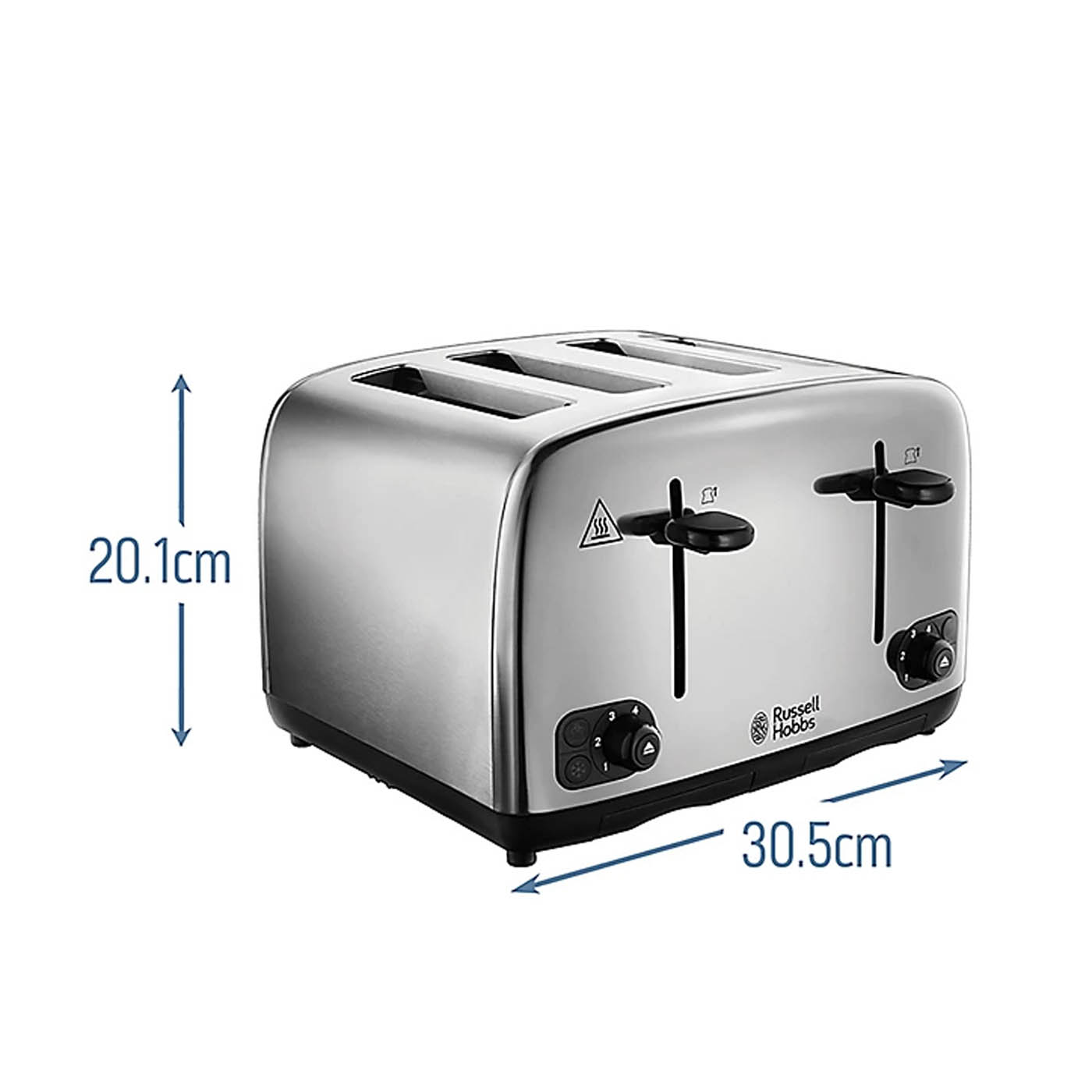 Russell Hobbs 4 Slice Toaster Silver 6 Shade Settings Removable Crumb Tray - Image 3