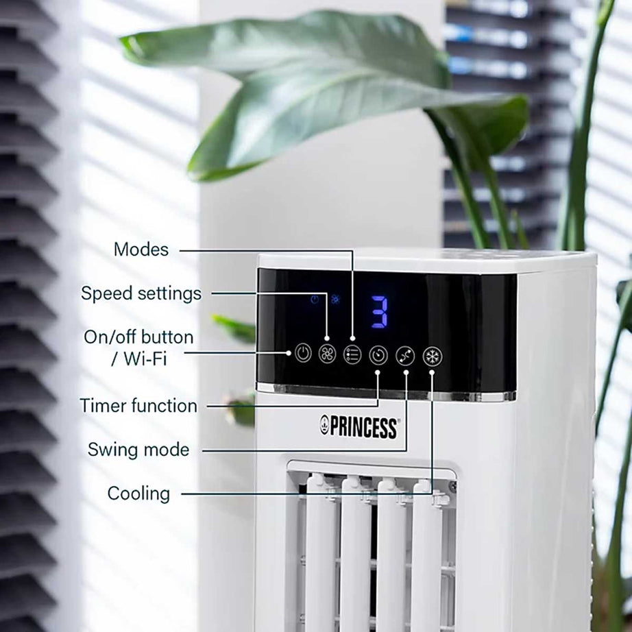 Princess Fan Air Cooler Portable Smart White Remote Timer 3 Speed Oscillating - Image 9