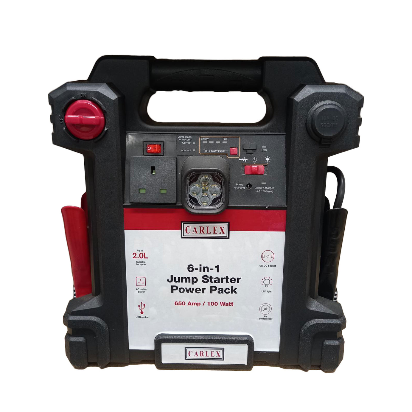 Portable Car Jump Starter Battery Pack Booster 6 In 1 Air Compressor USB 600Amp - Image 1