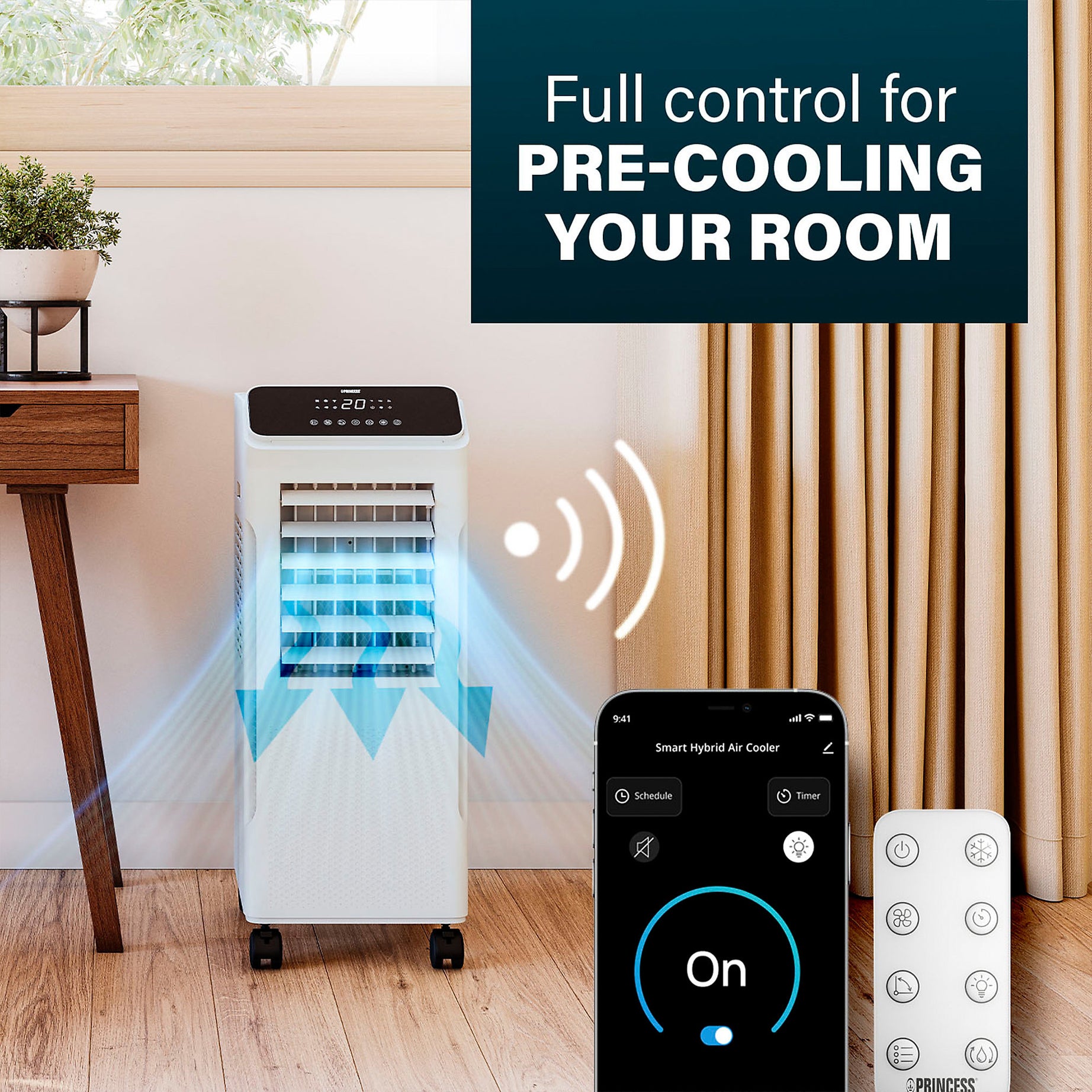 Princess Smart Fan Air Cooler Hybrid Touch LED Display Oscillating Timer 5L - Image 1