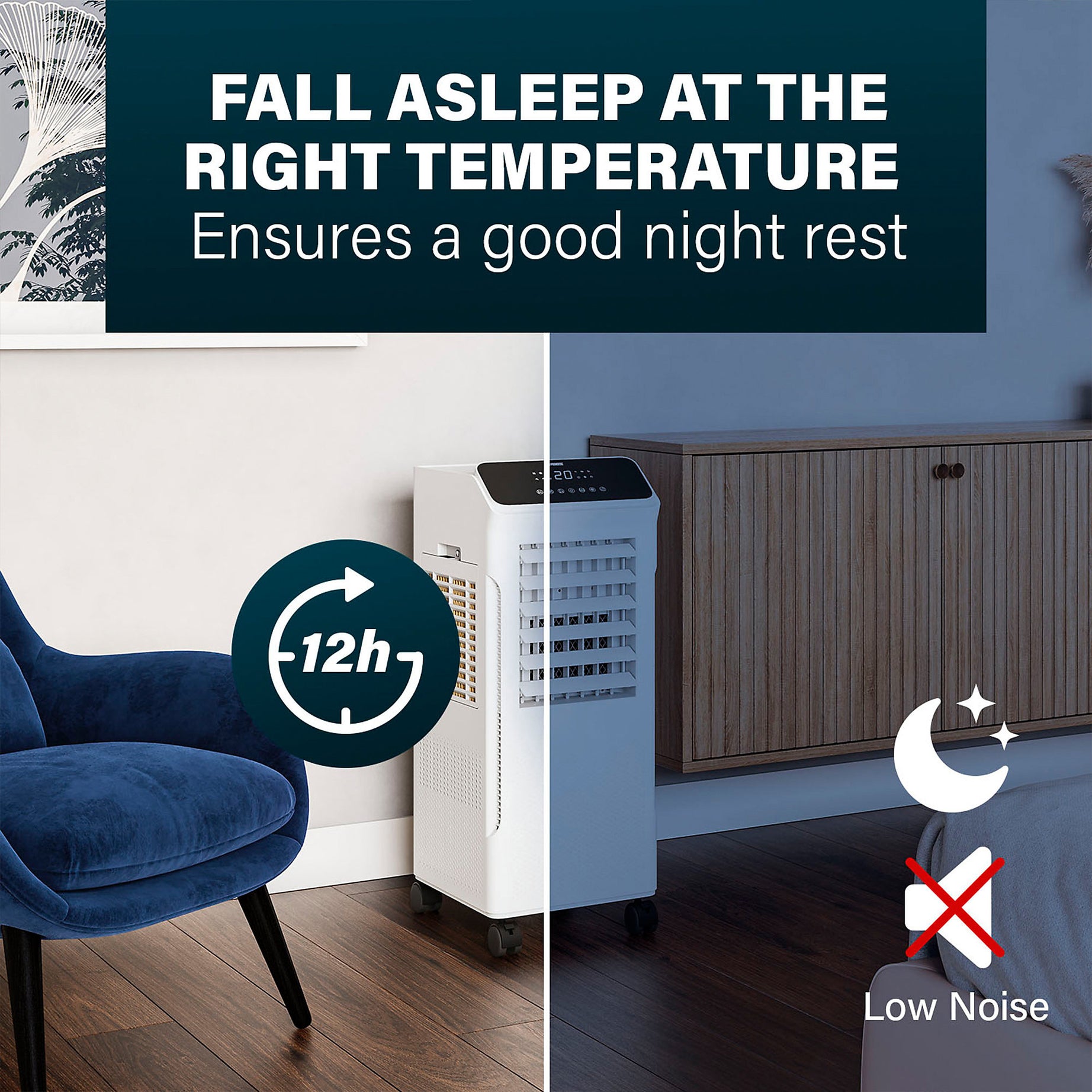 Princess Smart Air Cooler 5L Hybrid White Touch LED Display Oscillating Timer - Image 5