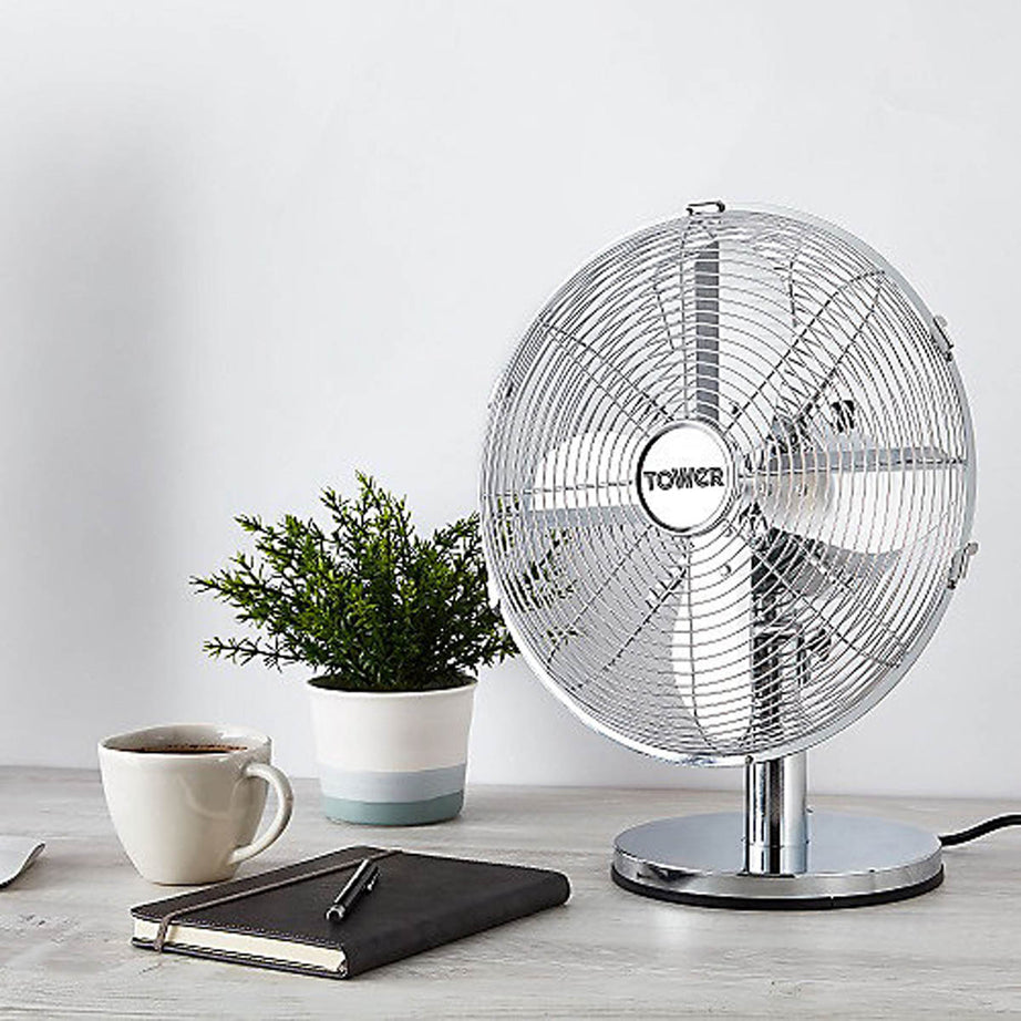 Tower Desk Fan T605000 Metal 3 Speed Oscillating Portable Office Home Indoor - Image 8