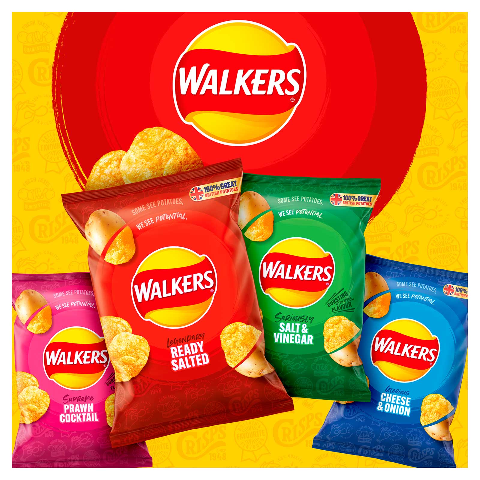 Walkers Crisps Salt & Vinegar Sharing Pack of 32 x 45g - Image 2