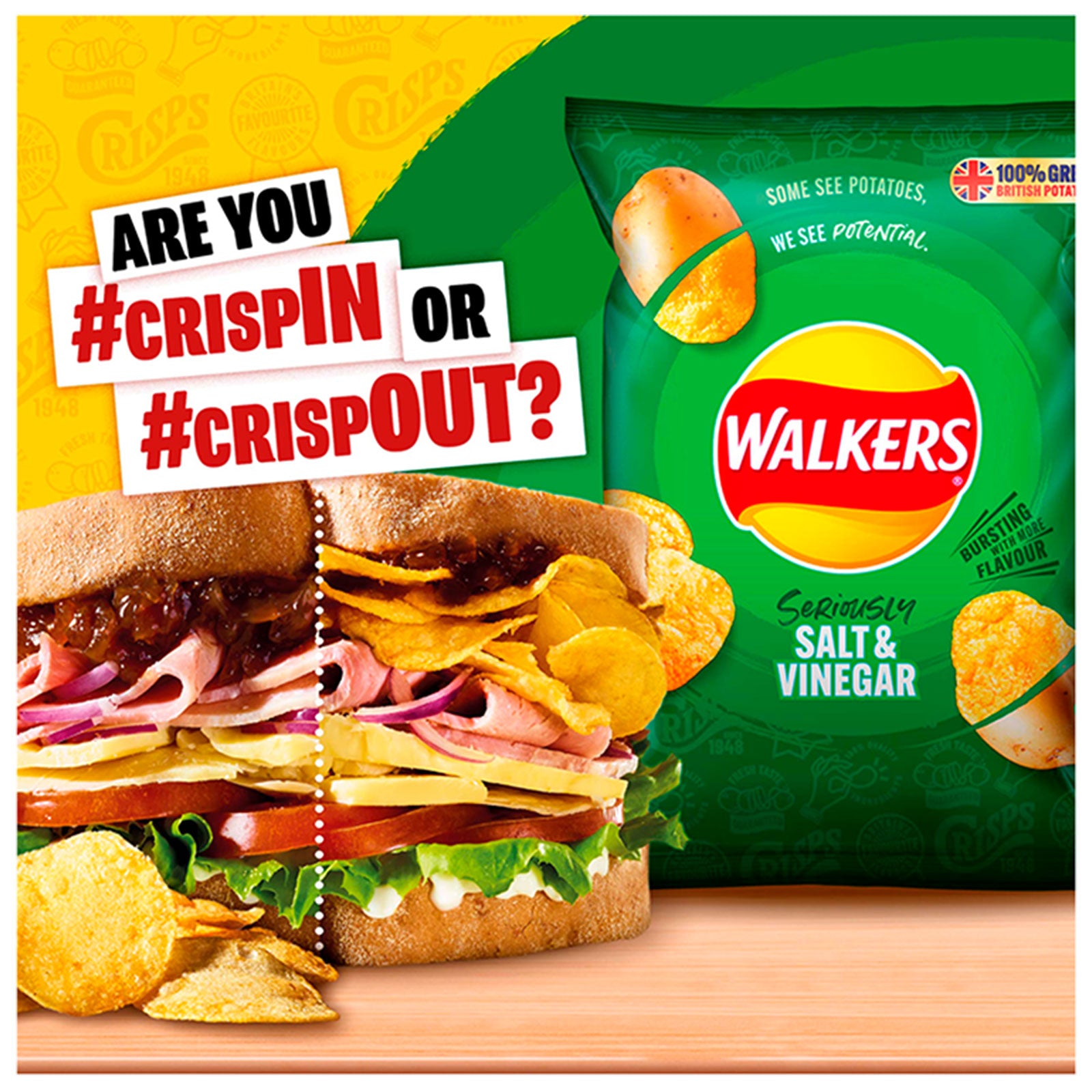 Walkers Crisps Ready Salted and Salt & Vinegar Variety Multipack Bundle 180x25g - Image 6