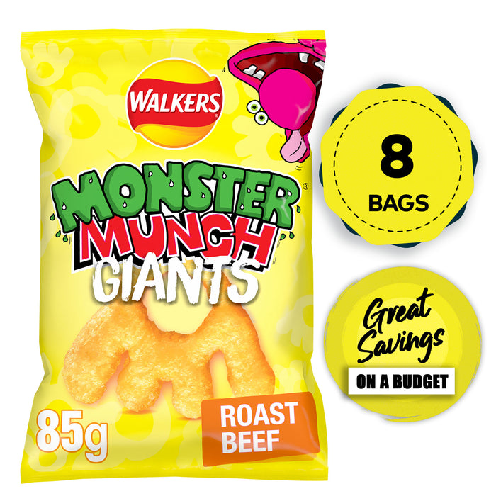 Walkers Monster Munch Snacks Sharing Giants Roast Beef  8 x 85g - Image 3