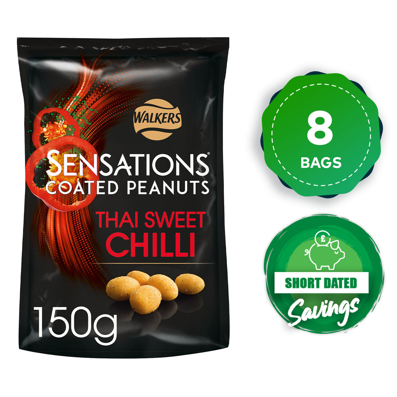 Sensations Thai Sweet Chilli Coated Peanuts Snacks 8 Bags x 150g - Image 10