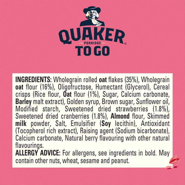 Quaker Oats Porridge To Go Strawberry Raspberry Cranberry Bars 12 x 55g - Image 8