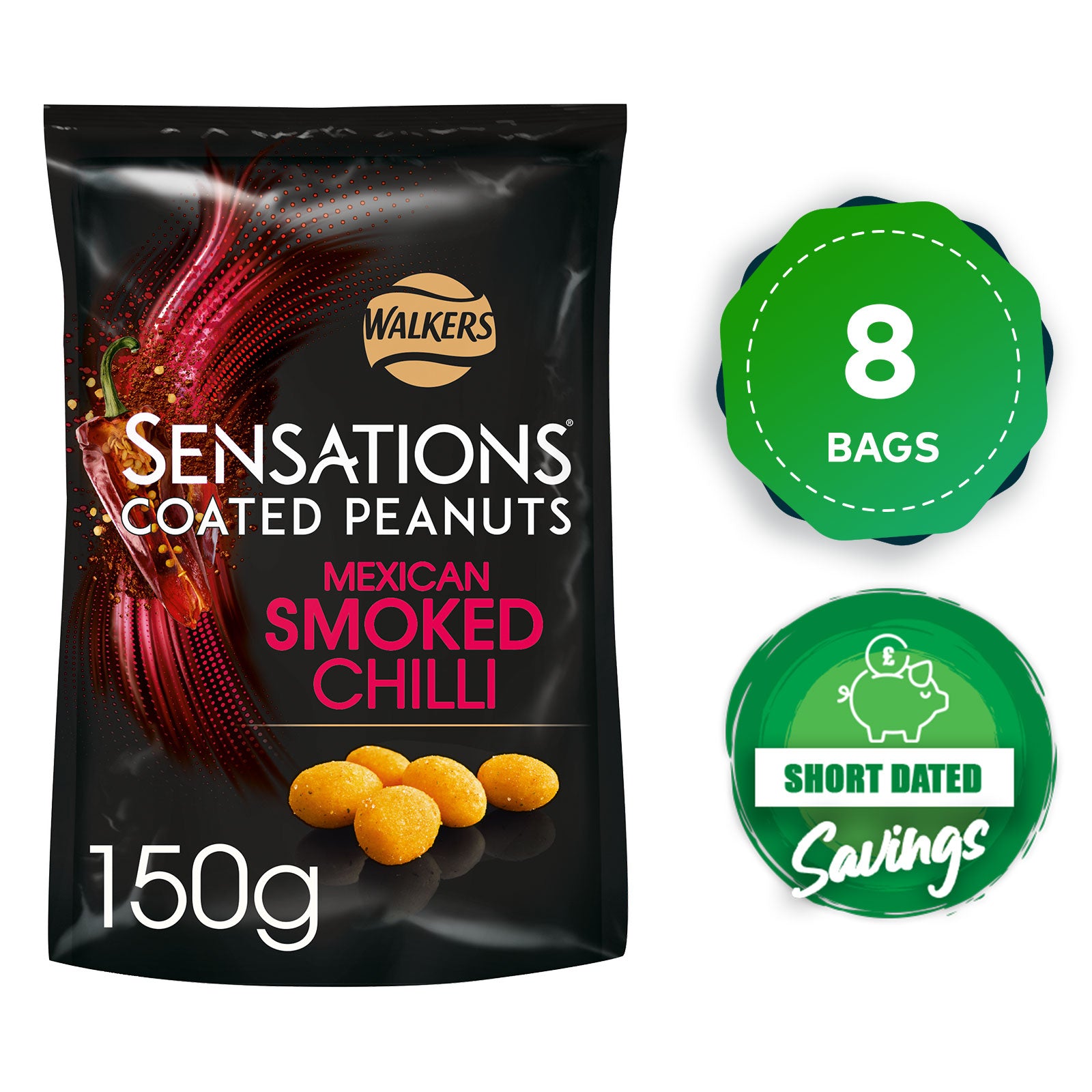 Sensations Peanuts Snack Smoked Chilli Coated Bundle of 8 x 150g Bags - Image 10