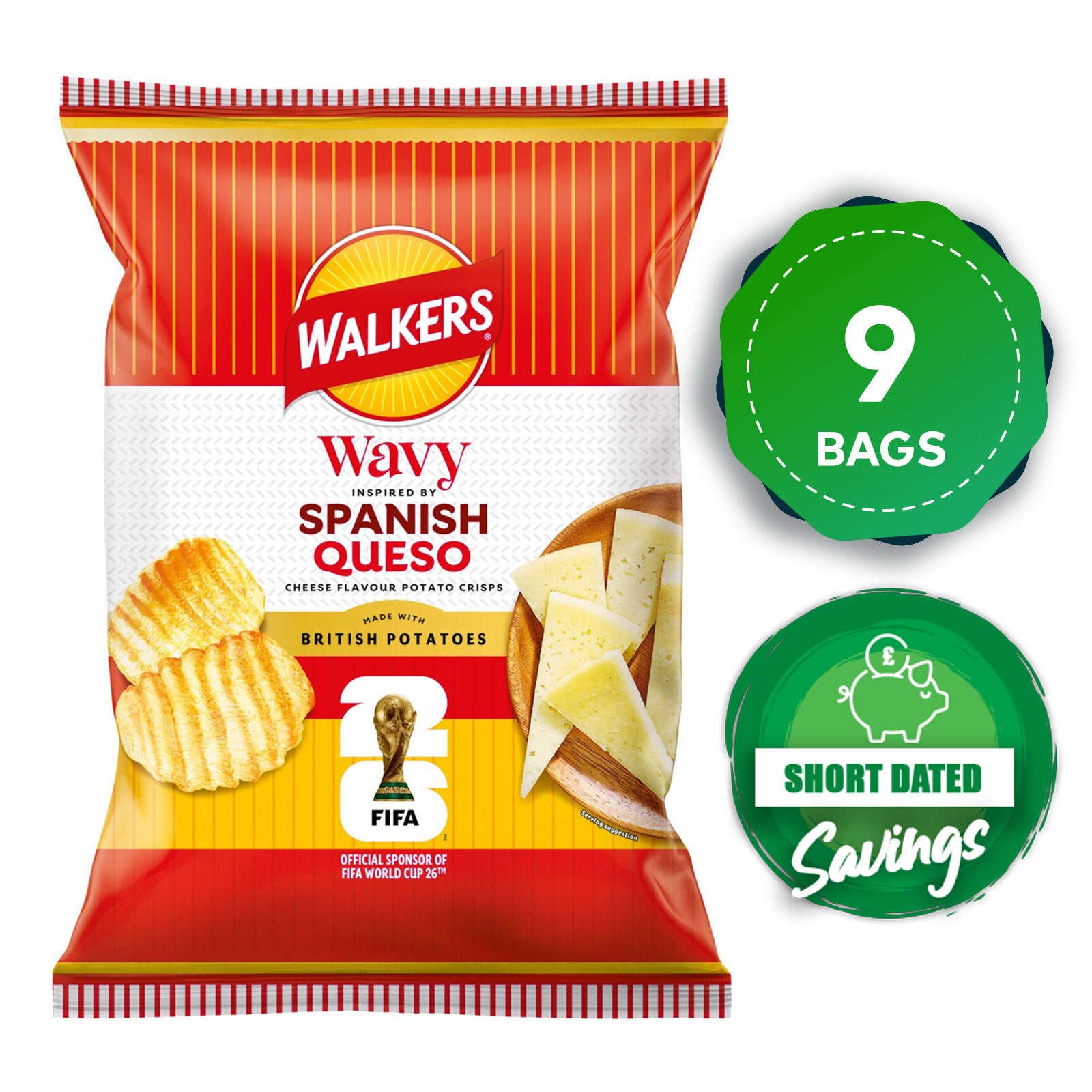 Walkers Crisps Wavy Spanish Queso Cheese Sharing Bag Snacks 9 x 150g - Image 10