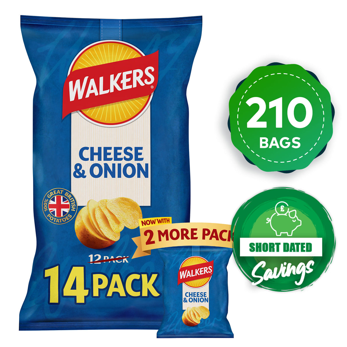 Walkers Crisps Cheese Onion Multipack Sharing Snacks 210 Bags x 25g - Image 10
