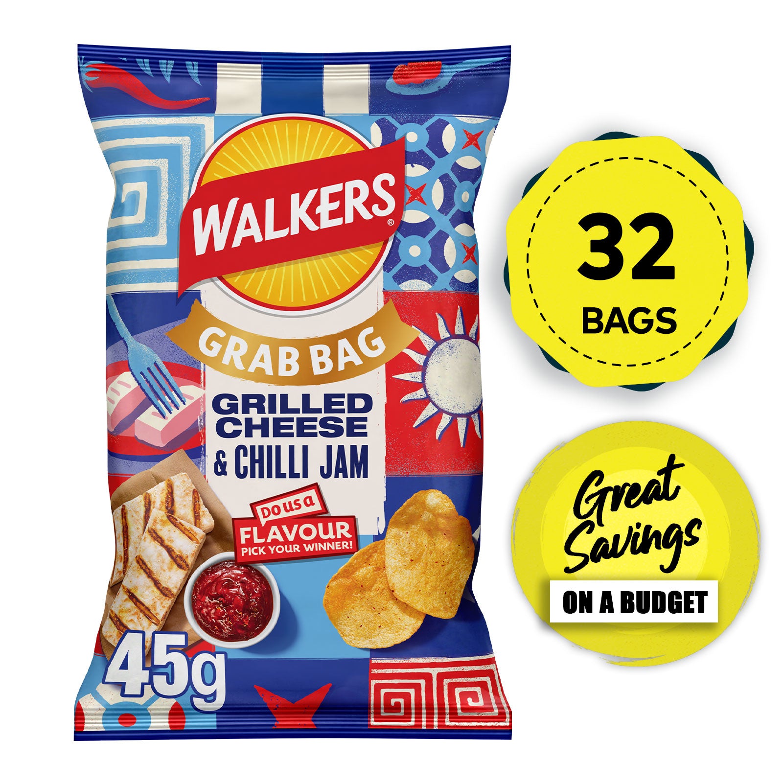 Walkers Crisps Grilled Cheese & Chilli Jam Grab Bag 32 x 45g - Image 4