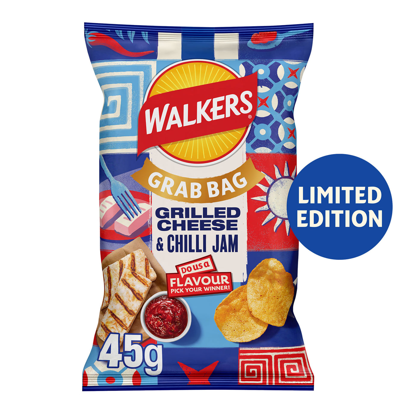 Walkers Crisps Grilled Cheese & Chilli Jam Grab Bag 32 x 45g - Image 2
