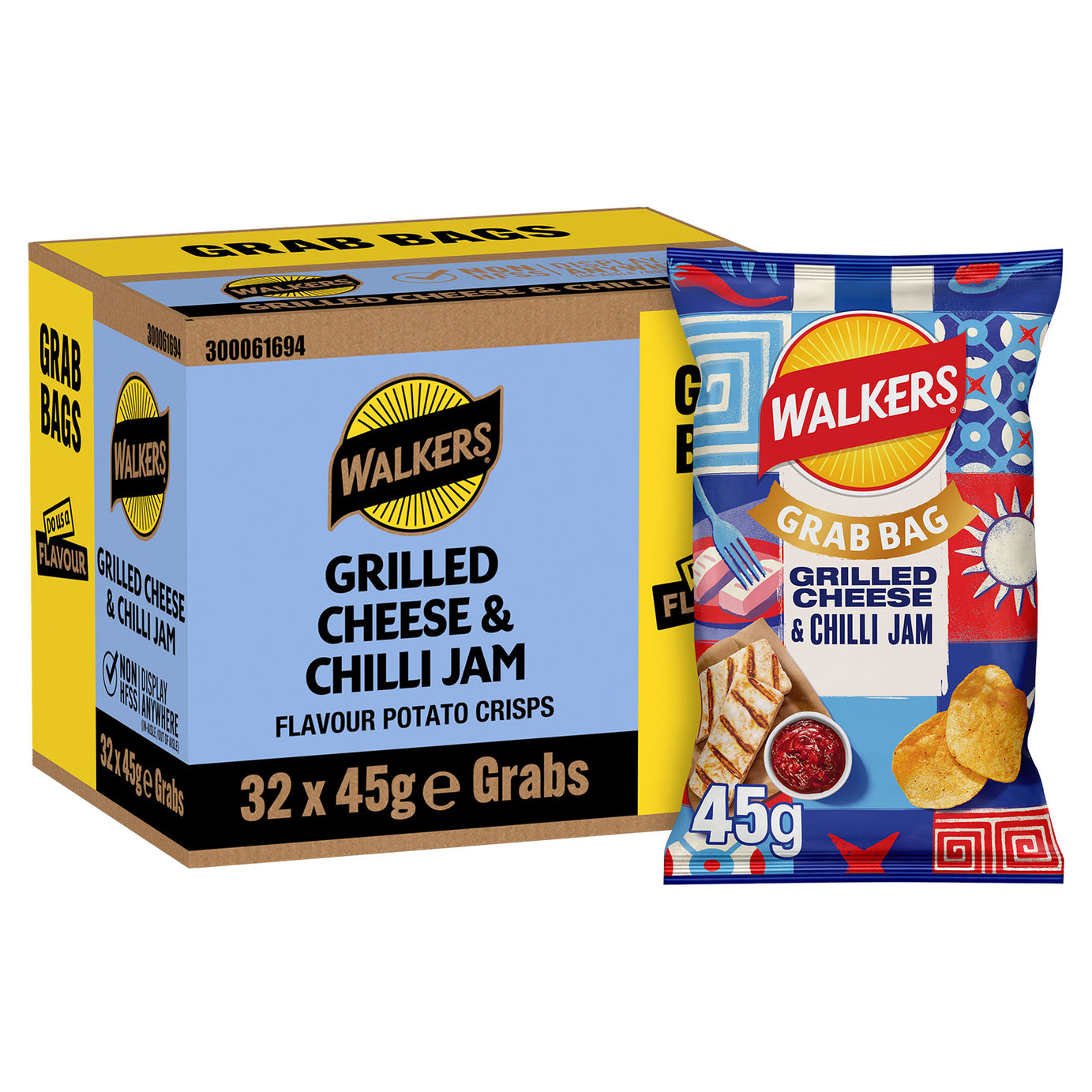 Walkers Crisps Grilled Cheese & Chilli Jam Grab Bag 32 x 45g - Image 3