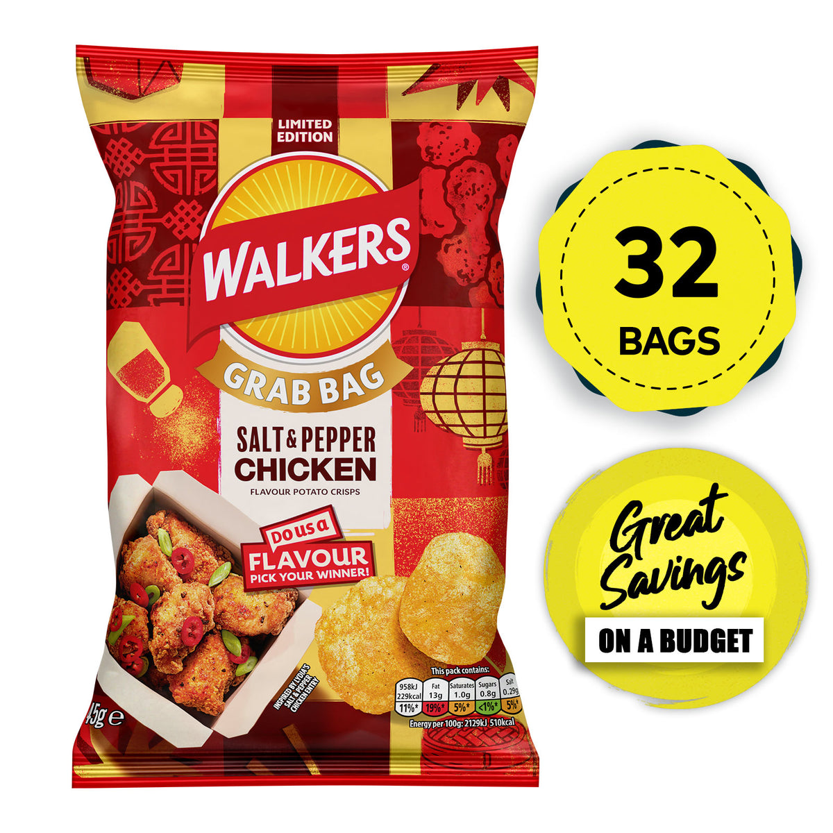 Walkers Crisps Salt & Pepper Chicken Grab Bag 32 x 45g - Image 4