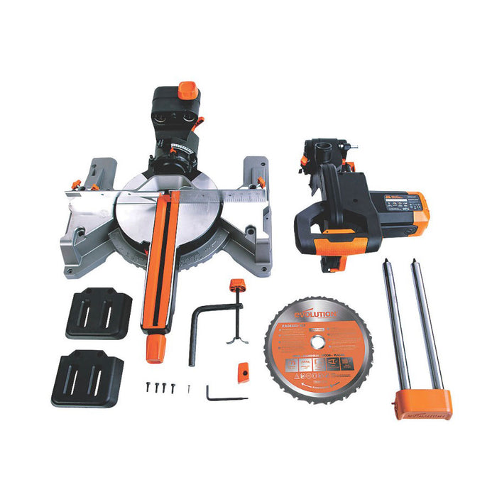 Evolution Mitre Saw Corded Single R255SMS 255mm Sliding Multi Material TCT Blade - Image 2