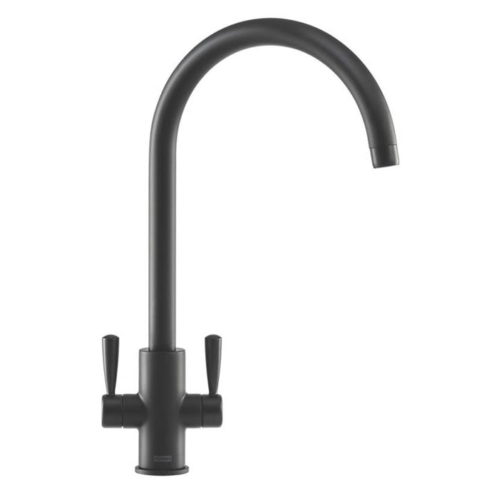 Kitchen Tap Mono Mixer Matt Black Brass Dual Lever Swivel Spout Contemporary - Image 1