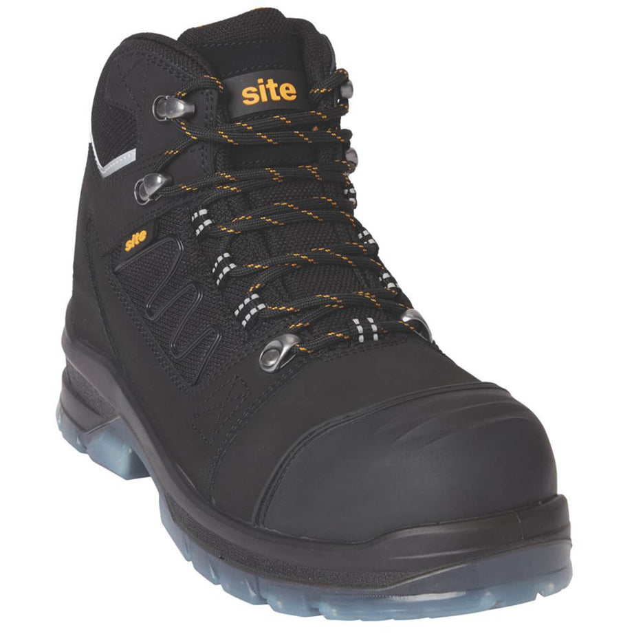Site Safety Boots Men's Standard Fit Black Leather Waterproof Steel Toe Size 9 - Image 1