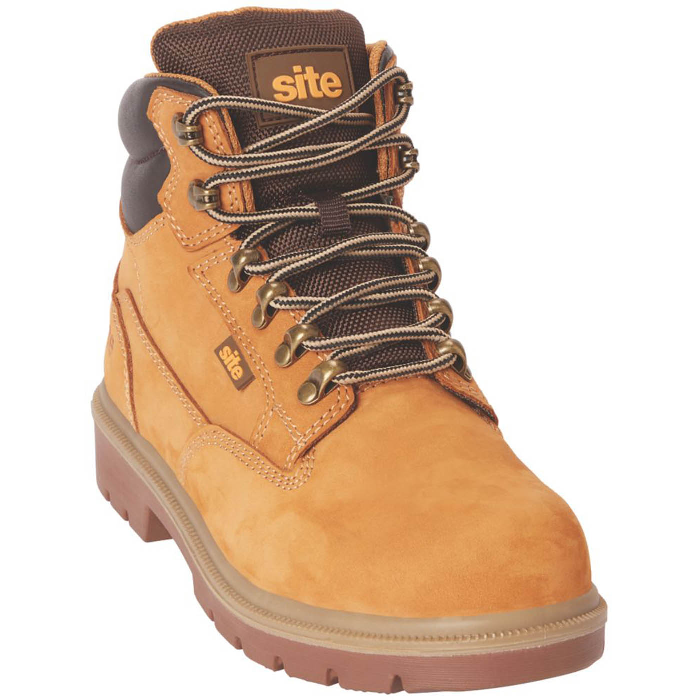 Site Women Safety Boots Wide Fit Honey Leather Steel Toe Comfort Size 8 - Image 1