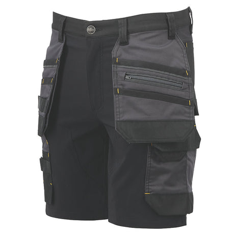 Site Mens Work Shorts Brochman Black Grey Holster Pockets Slim Fit 34" W - Image 1