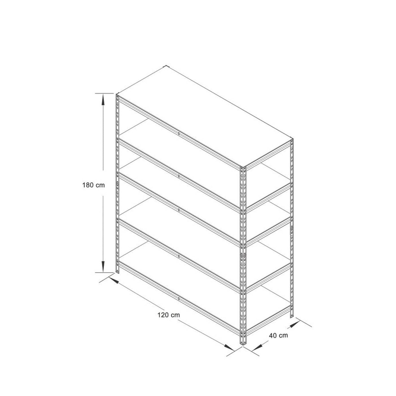 Essentials  5-Tier Metal Garage Shelving Unit 1200mm x 400mm x 1800mm - Image 6