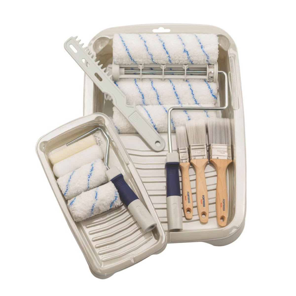 Fortress Trade Painting Accessories Set Tray Microfibre Roller Brush 20 Pieces - Image 1