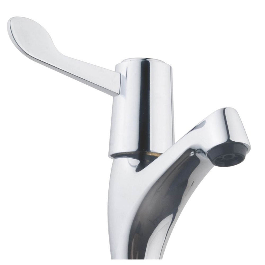 Kitchen Sink Pillar Taps Chrome Single Lever  ¼ Turn Cold Hot Pair Traditional - Image 2