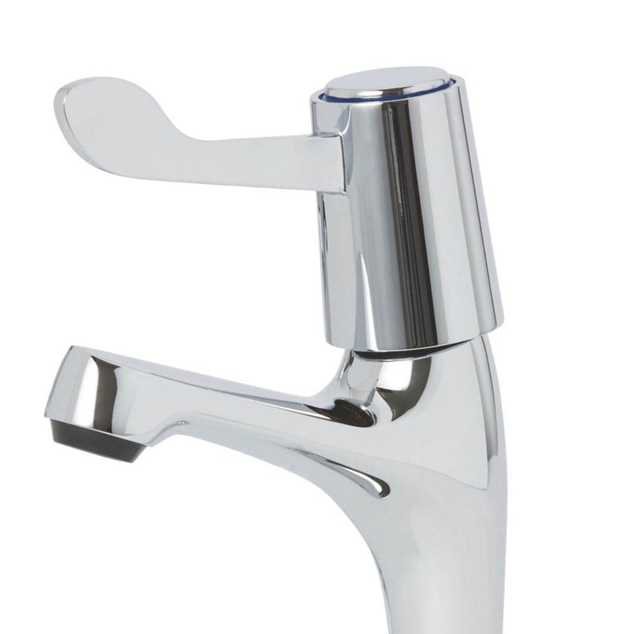 Kitchen Sink Pillar Taps Chrome Single Lever  ¼ Turn Cold Hot Pair Traditional - Image 3
