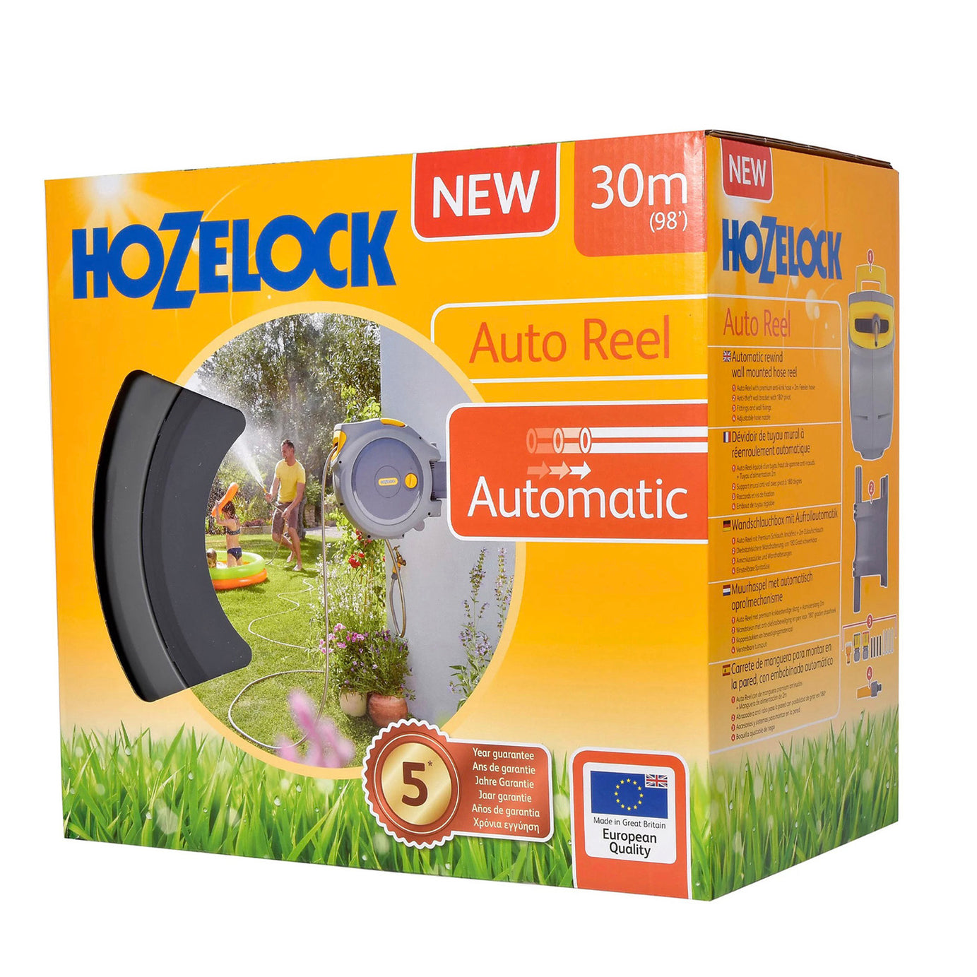 Hozelock Auto-Reel Hose Grey (L)30m Wall-Mounted Fitted Hose Stop Folding - Image 2