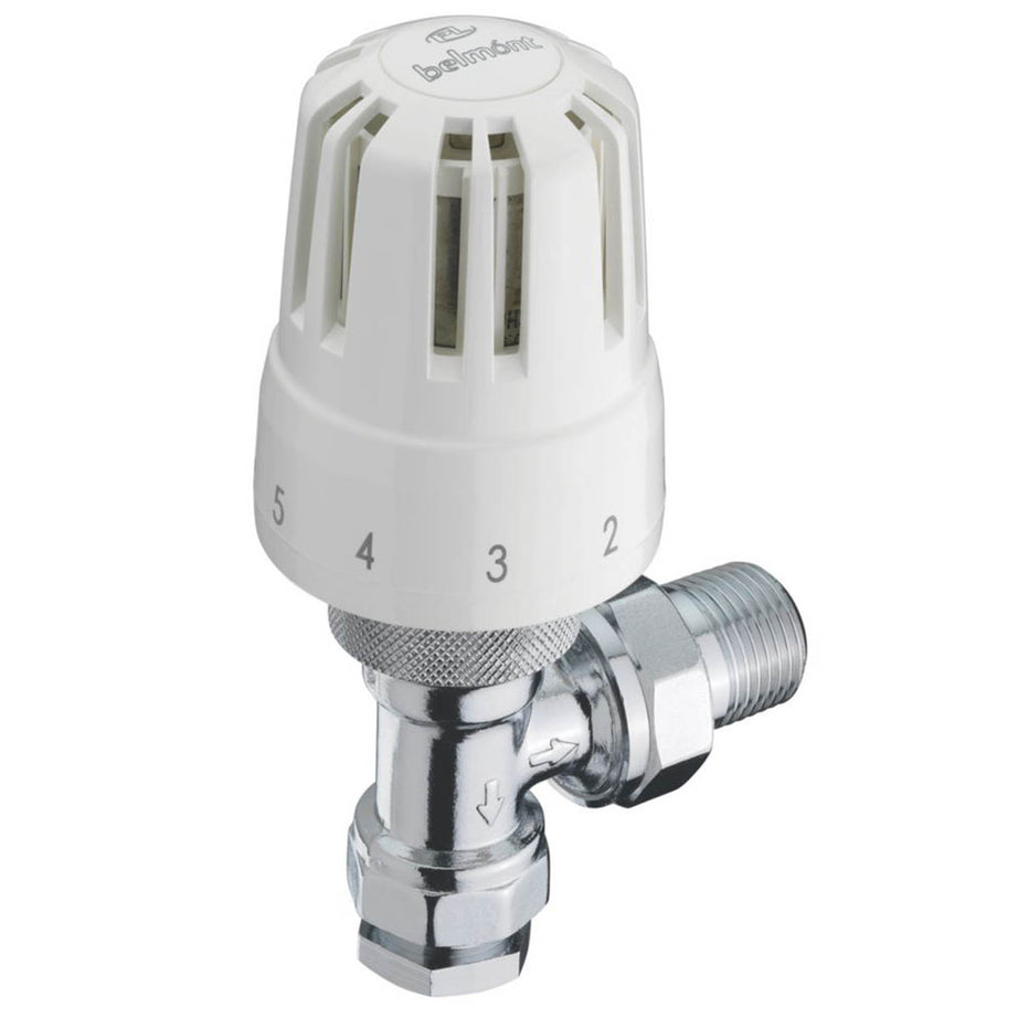 Pegler Radiator Valve White Angled Thermostatic TRV Bi-Directional 15mm x 1/2" - Image 1