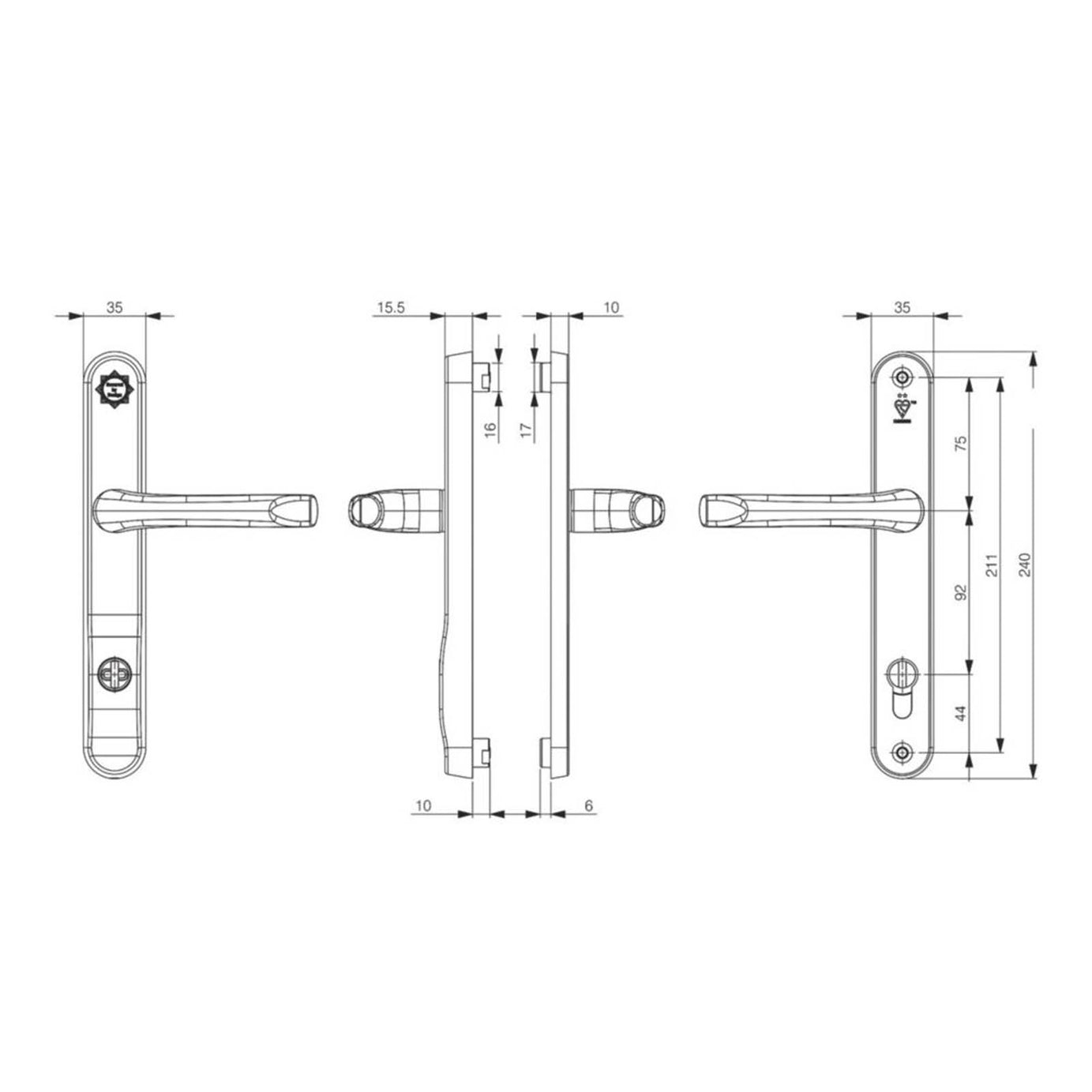 Smith & Locke  Door Handles Pair Polished Brass - Image 3