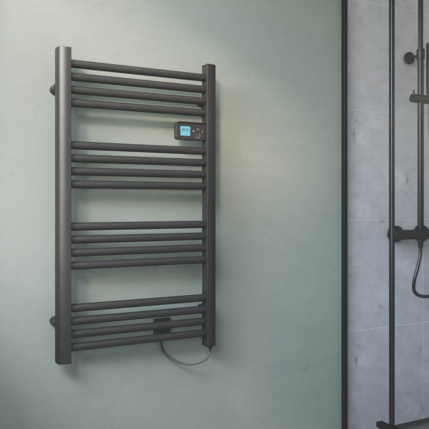 Flomasta Electric Towel Radiator Black Flat 960mm x 540mm 1706BTU - Image 3