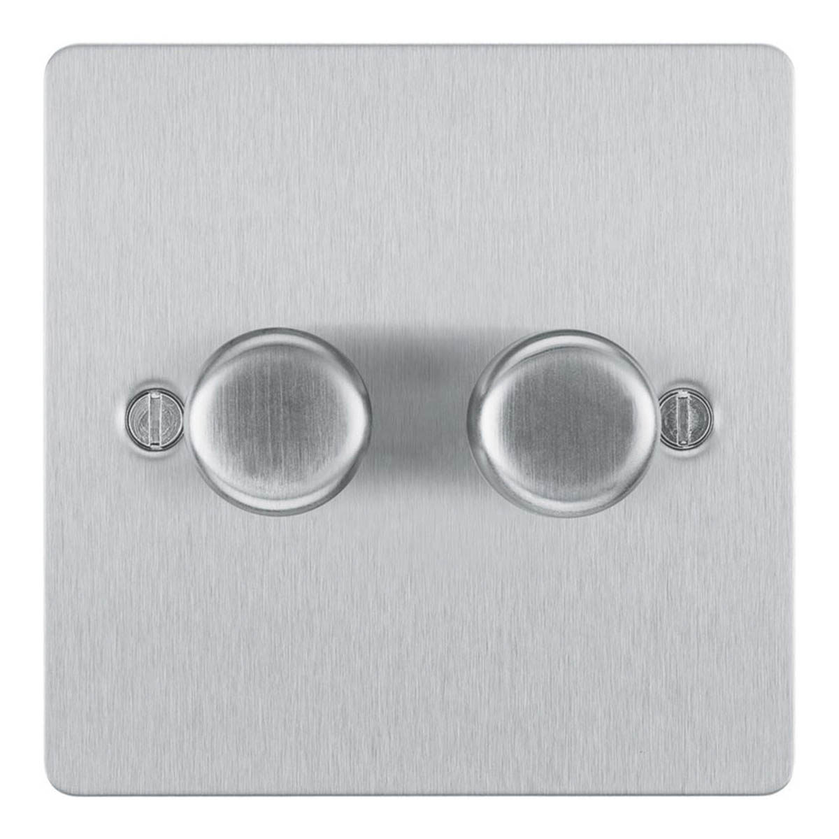 LAP LED Dimmer Wall Switch 2-Gang 2-Way Brushed Steel Colour-Matched Inserts - Image 2
