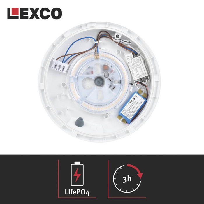 Lexco Pegasi Indoor Maintained or Non-Maintained Emergency Round LED Bulkhead White 19W 1200-1900lm - Image 5