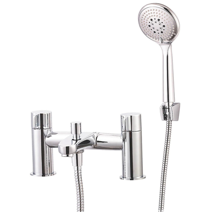 Swirl Bath Filler Tap With Hand Held Set Silver Round Head Bathroom Modern - Image 2