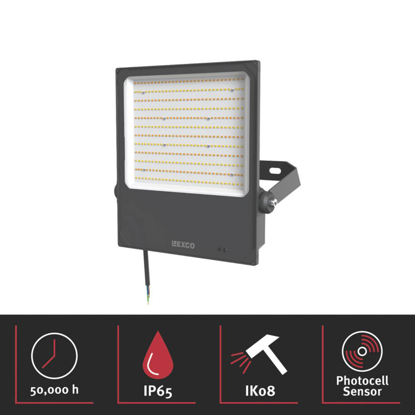 Lexco Outdoor Floodlight LED Integrated Black Photocell Sensor Tilt Lightweight - Image 2