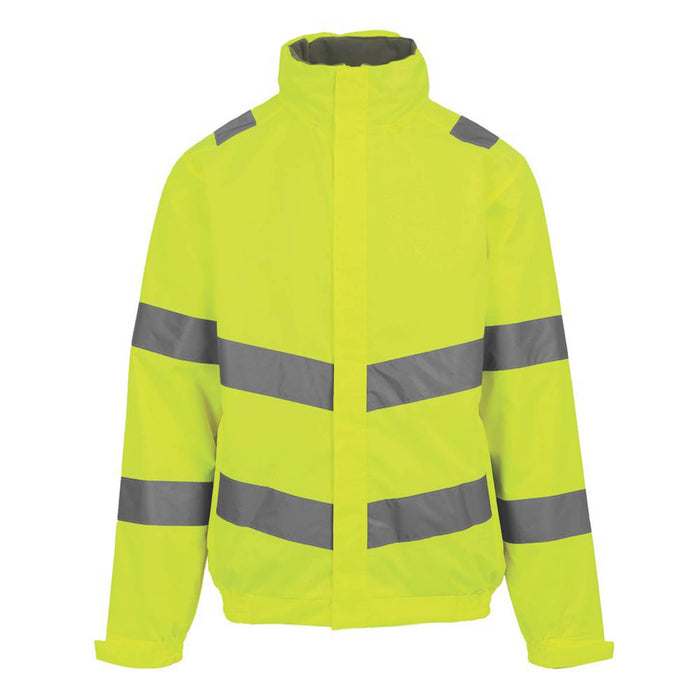 Hi-Vis Jacket Yellow Reflective Waterproof Pockets Zipped Large 41.5" Chest - Image 1