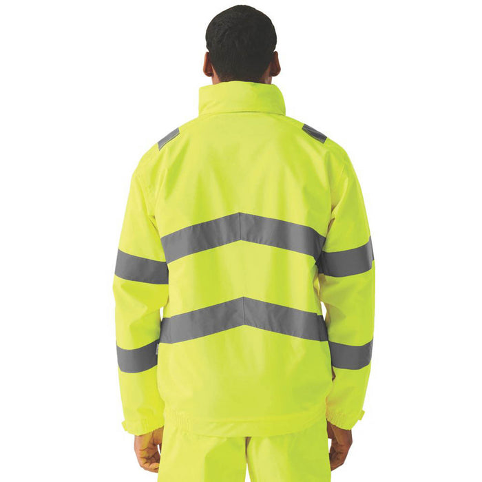 Hi-Vis Jacket Yellow Reflective Waterproof Pockets Zipped Large 41.5" Chest - Image 4