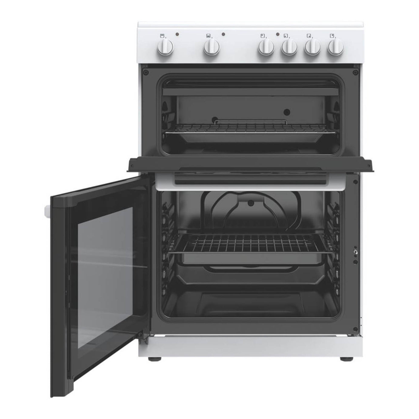 Conventional Oven And 4 Solid Plate Hob White 60cm Freestanding Kitchen - Image 2