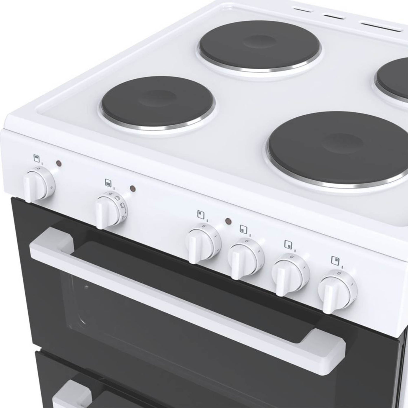 Conventional Oven And 4 Solid Plate Hob White 60cm Freestanding Kitchen - Image 3