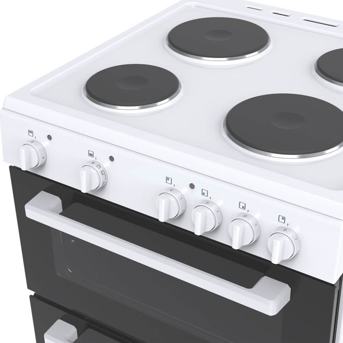 Conventional Oven And 4 Solid Plate Hob White 60cm Freestanding Kitchen - Image 3
