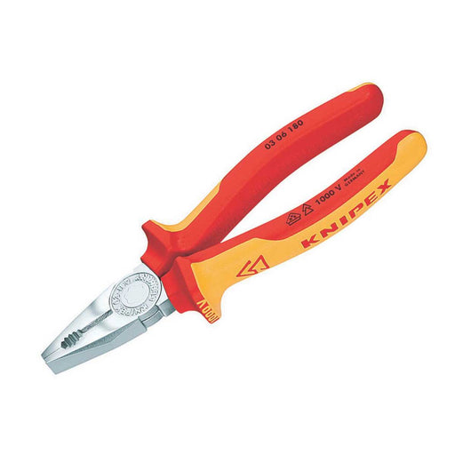 Knipex Combination Pliers VDE Chrome Plated Bevel Cut Steel Jaws 6 1/4" 160mm - Image 1